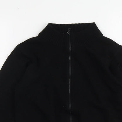 Ron Kay Womens Black High Neck Acrylic Full Zip Jumper Size 12