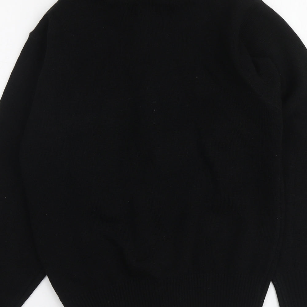 Ron Kay Womens Black High Neck Acrylic Full Zip Jumper Size 12