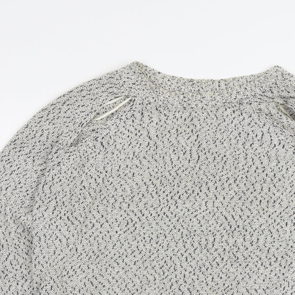 Light before Dark Womens Grey Round Neck Cotton Pullover Jumper Size XS