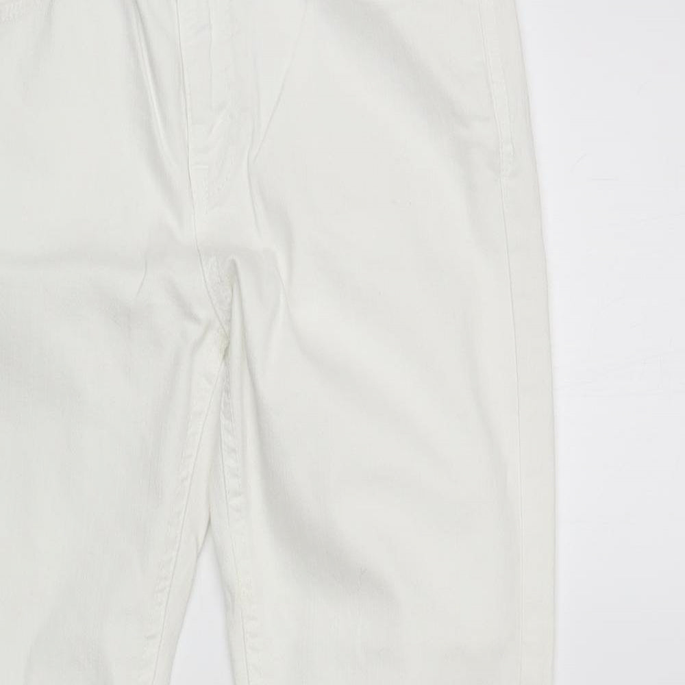 Dorothy Perkins Womens White Cotton Skinny Jeans Size 10 L28 in Regular Button