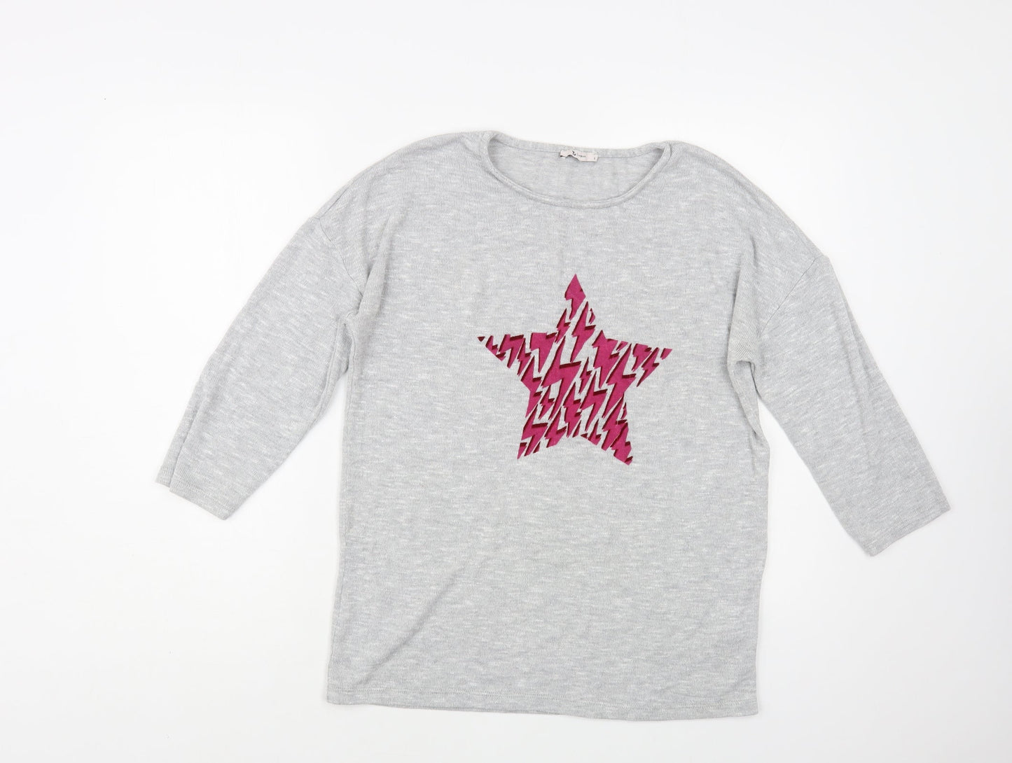 TU Womens Grey Crew Neck Polyester Pullover Jumper Size 8 - Star