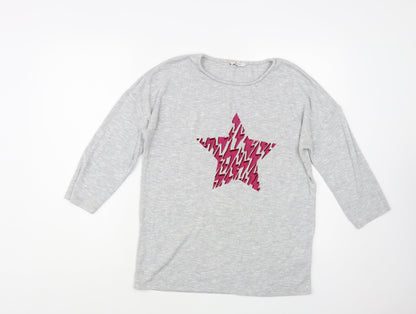 TU Womens Grey Crew Neck Polyester Pullover Jumper Size 8 - Star
