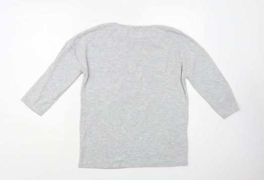 TU Womens Grey Crew Neck Polyester Pullover Jumper Size 8 - Star