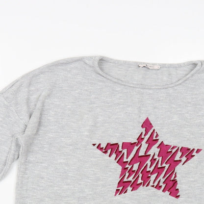 TU Womens Grey Crew Neck Polyester Pullover Jumper Size 8 - Star