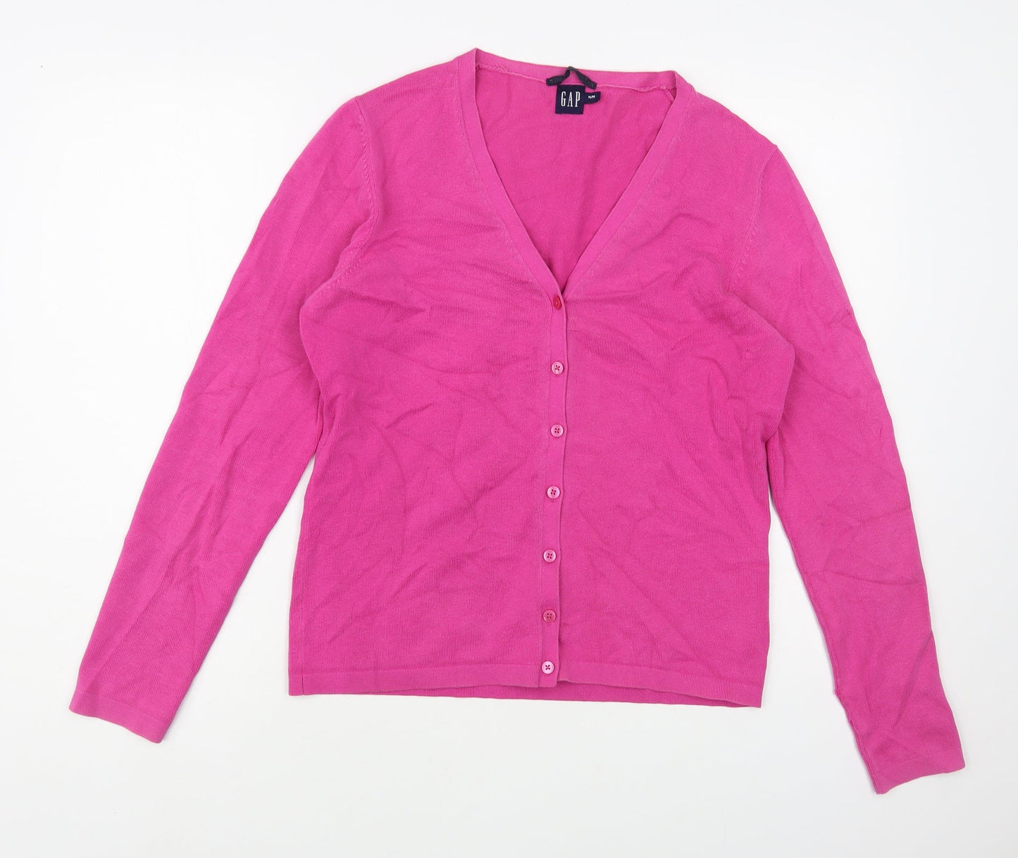 Gap Womens Pink V-Neck Cotton Cardigan Jumper Size M