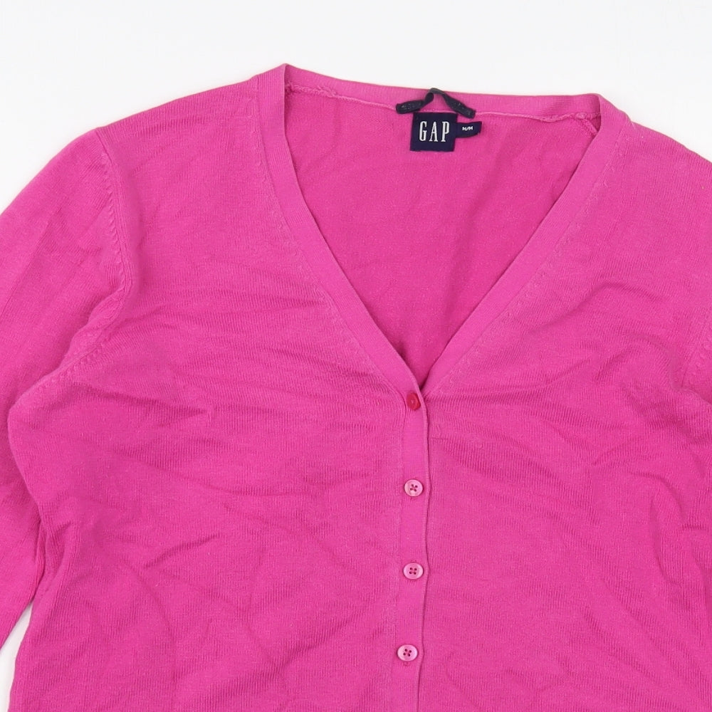 Gap Womens Pink V-Neck Cotton Cardigan Jumper Size M