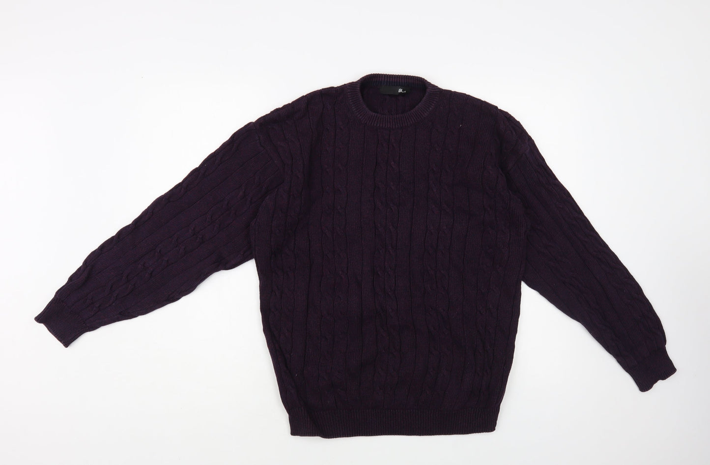 BHS Mens Purple Crew Neck Cotton Pullover Jumper Size M