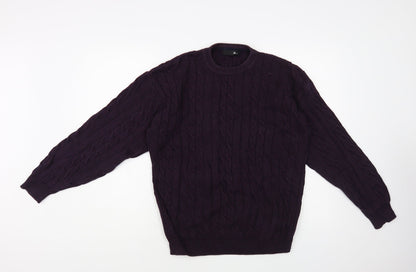 BHS Mens Purple Crew Neck Cotton Pullover Jumper Size M