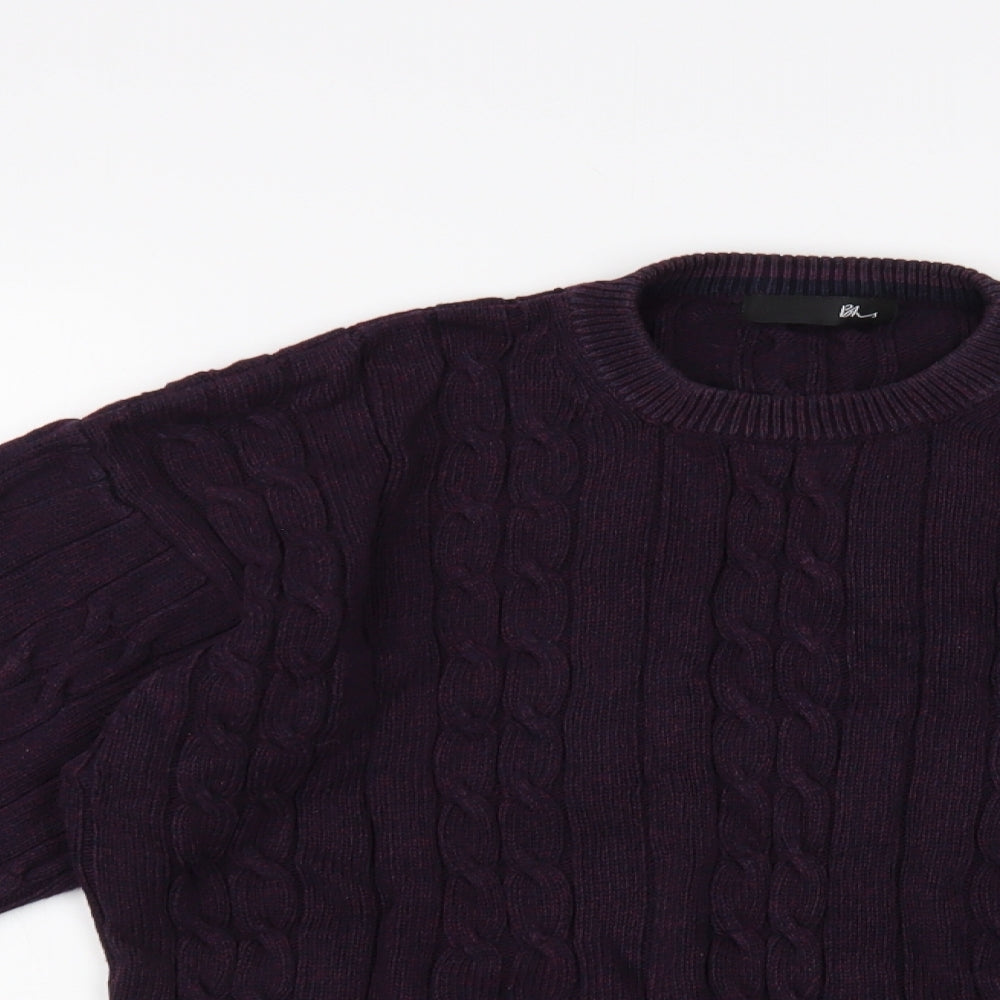 BHS Mens Purple Crew Neck Cotton Pullover Jumper Size M