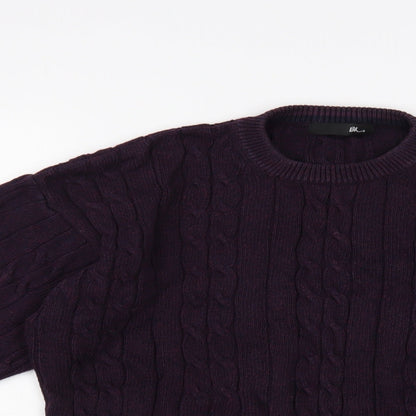 BHS Mens Purple Crew Neck Cotton Pullover Jumper Size M