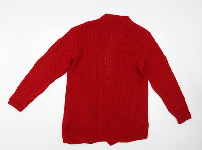 PINK Womens Red V-Neck Acrylic Cardigan Jumper Size S