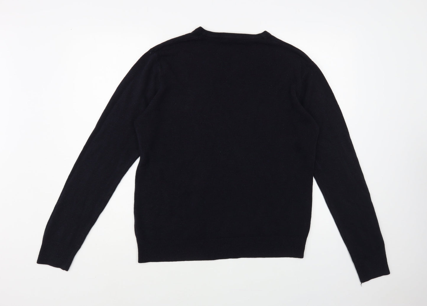 Cedar Wood State Mens Blue V-Neck Acrylic Pullover Jumper Size L