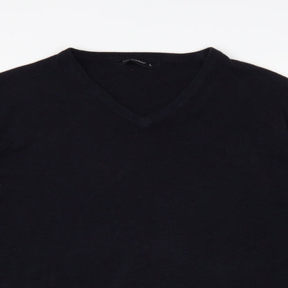 Cedar Wood State Mens Blue V-Neck Acrylic Pullover Jumper Size L