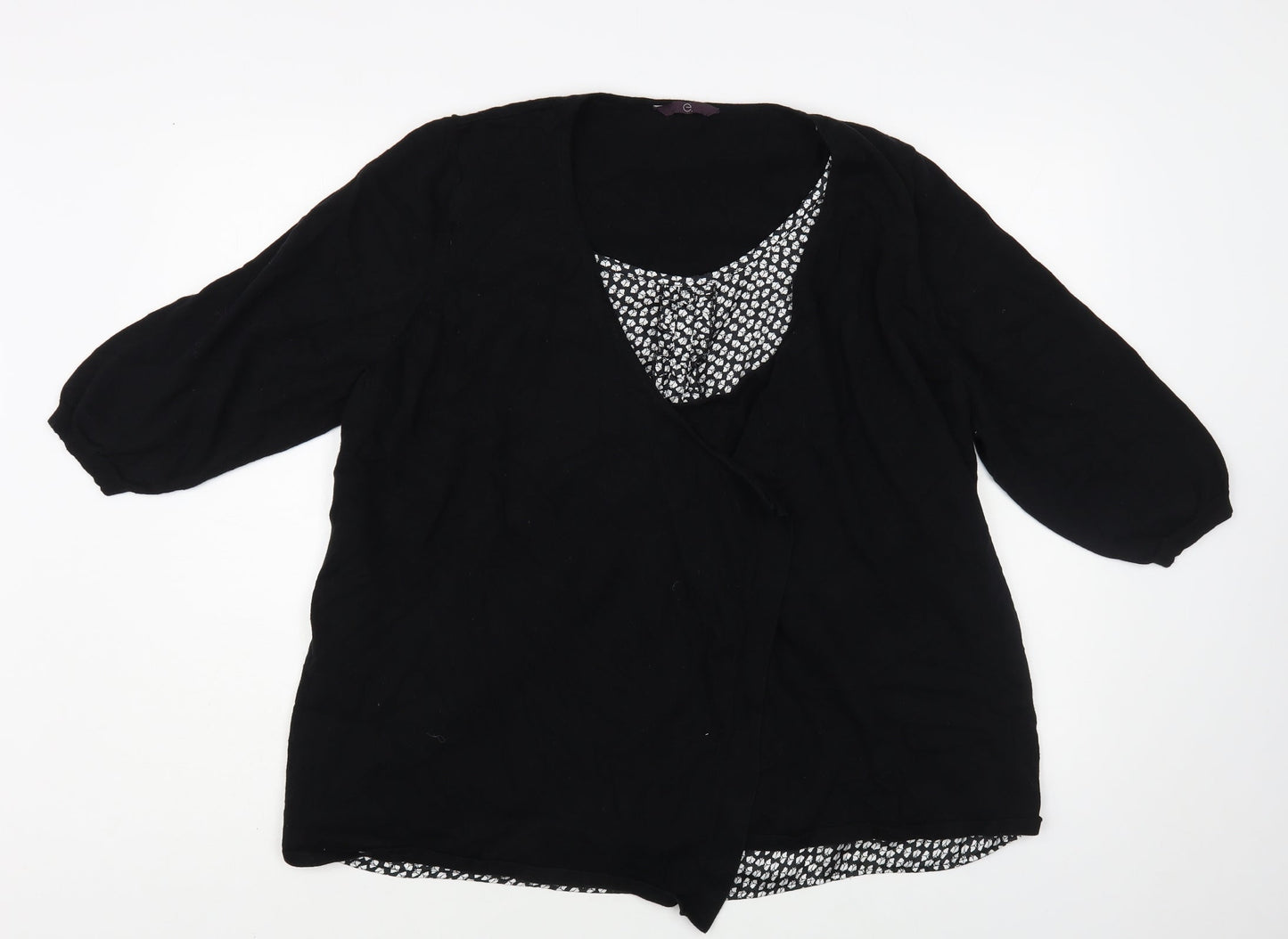 Evans Womens Black V-Neck Cotton Cardigan Jumper Size 20