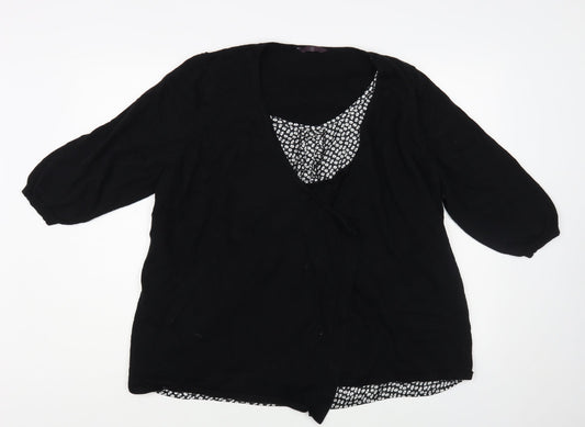 Evans Womens Black V-Neck Cotton Cardigan Jumper Size 20