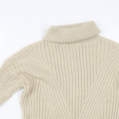 Primark Womens Beige Roll Neck Acrylic Pullover Jumper Size 6
