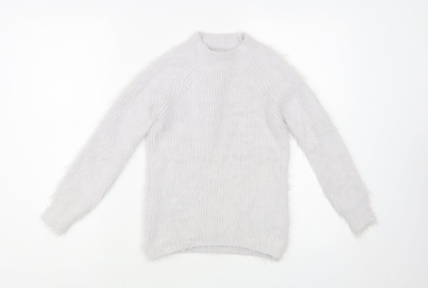 Primark Womens Grey Mock Neck Nylon Pullover Jumper Size 4