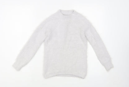 Primark Womens Grey Mock Neck Nylon Pullover Jumper Size 4