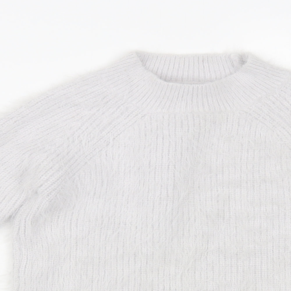 Primark Womens Grey Mock Neck Nylon Pullover Jumper Size 4