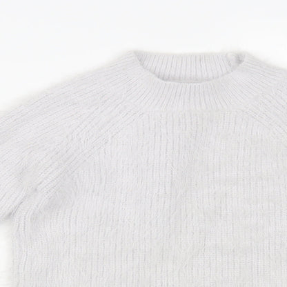 Primark Womens Grey Mock Neck Nylon Pullover Jumper Size 4