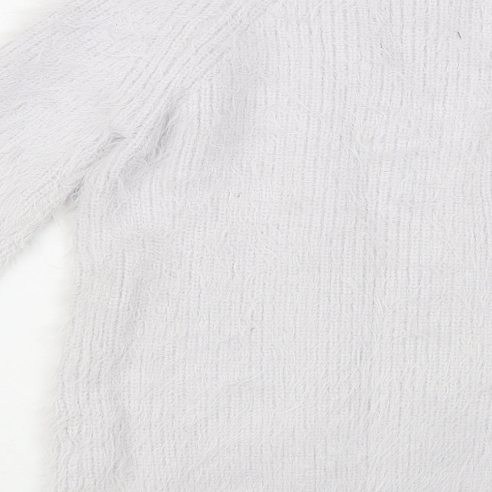 Primark Womens Grey Mock Neck Nylon Pullover Jumper Size 4