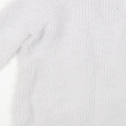 Primark Womens Grey Mock Neck Nylon Pullover Jumper Size 4