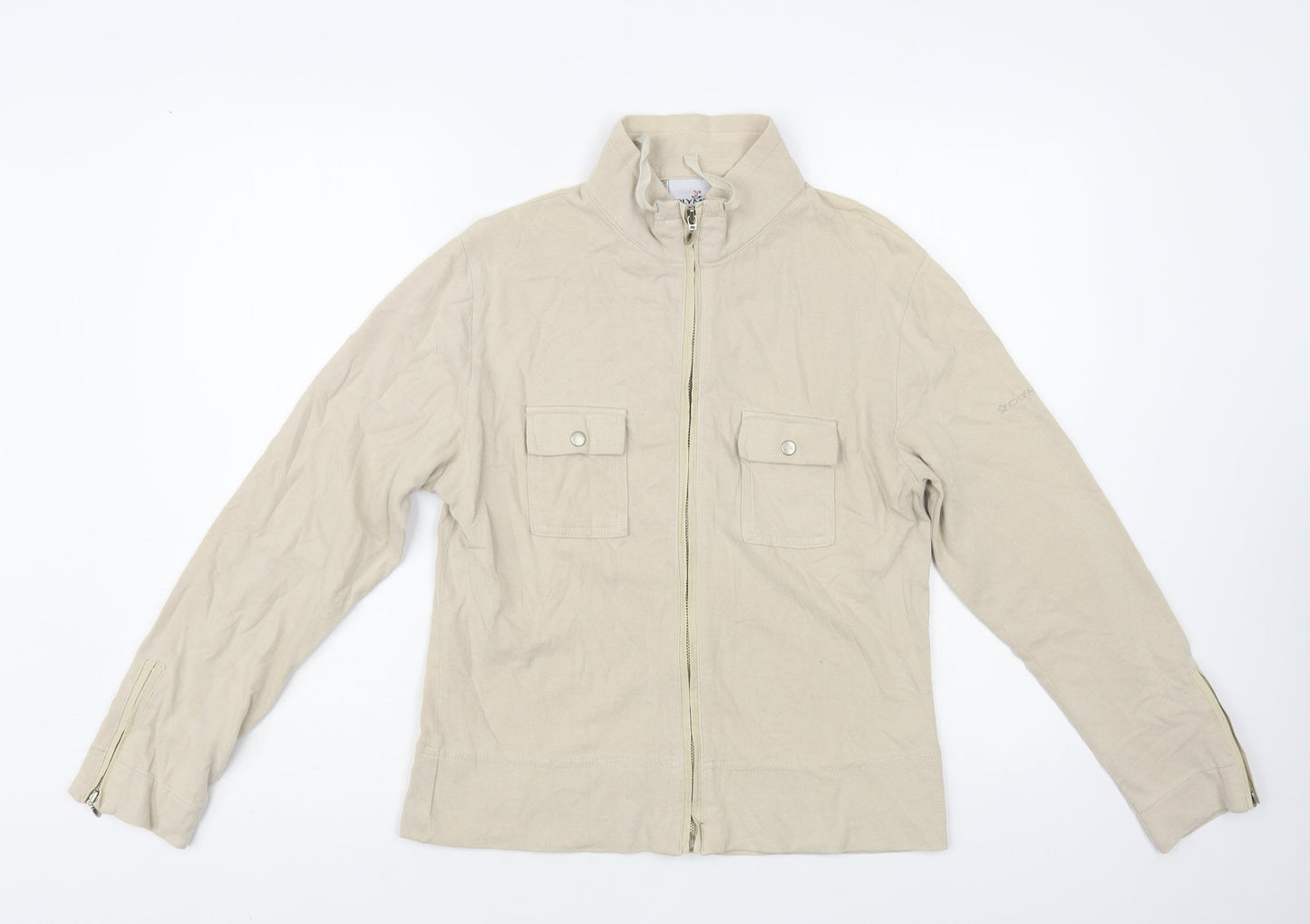 Olympus Womens Beige Cotton Full Zip Sweatshirt Size 16 Zip