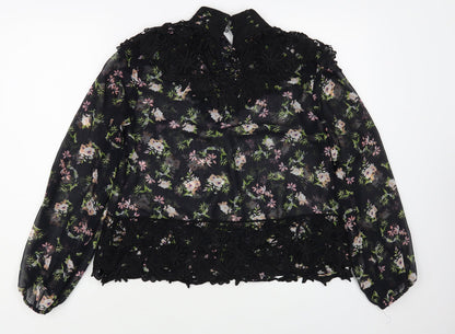 Womens UK Size XS Zara Black Basic Blouse