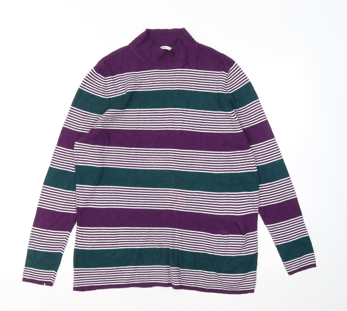 George Womens Purple Mock Neck Striped Viscose Pullover Jumper Size 22