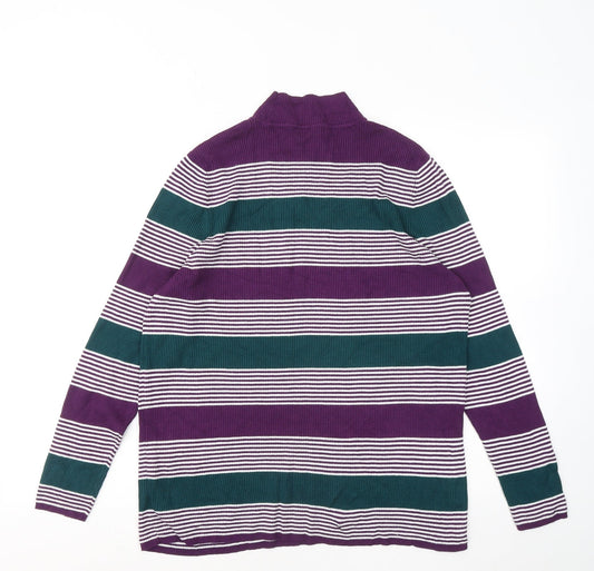 George Womens Purple Mock Neck Striped Viscose Pullover Jumper Size 22