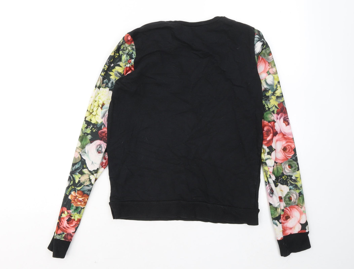 Atmosphere Womens Black Floral Cotton Pullover Sweatshirt Size 8