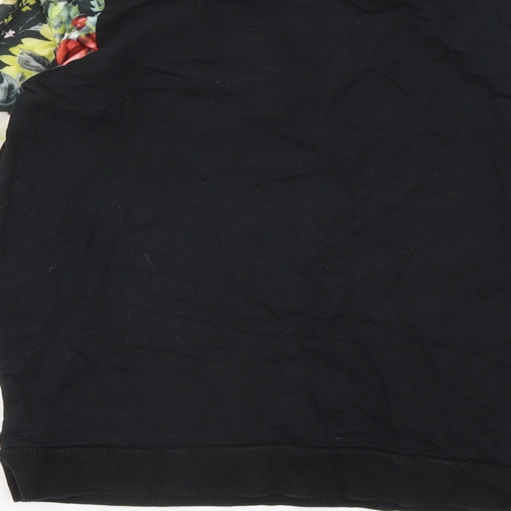 Atmosphere Womens Black Floral Cotton Pullover Sweatshirt Size 8