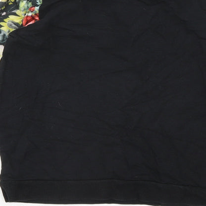 Atmosphere Womens Black Floral Cotton Pullover Sweatshirt Size 8