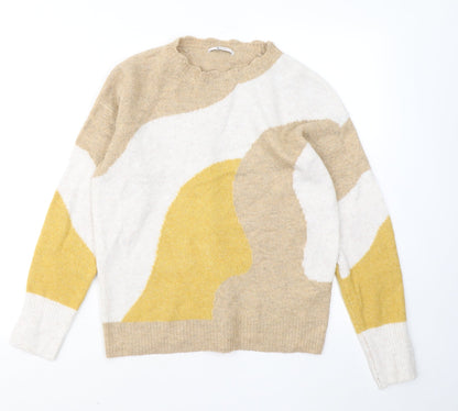 TU Womens Multicoloured Round Neck Acrylic Pullover Jumper Size S