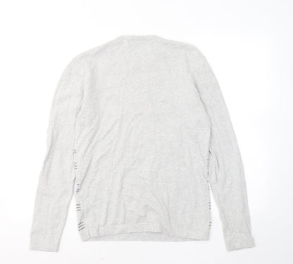 River Island Womens Grey Round Neck Geometric Cotton Pullover Jumper Size S