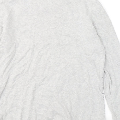 River Island Womens Grey Round Neck Geometric Cotton Pullover Jumper Size S