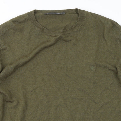 French Connection Mens Green Round Neck Acrylic Pullover Jumper Size L