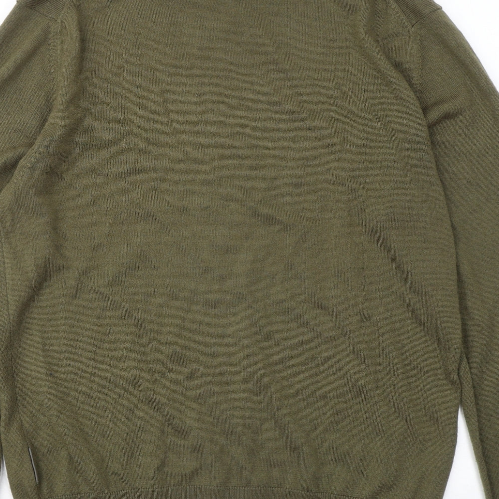 French Connection Mens Green Round Neck Acrylic Pullover Jumper Size L