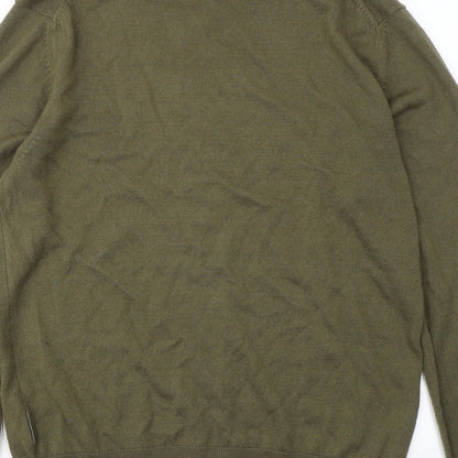 French Connection Mens Green Round Neck Acrylic Pullover Jumper Size L
