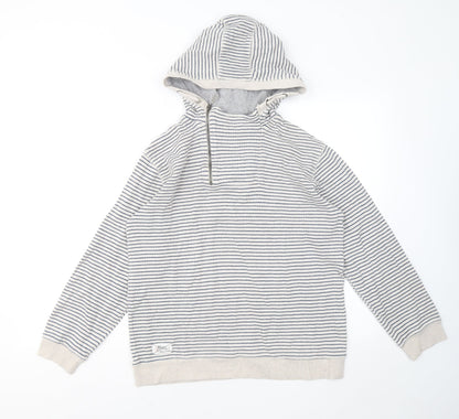 J Jeans Girls White Striped Cotton Pullover Hoodie Size 13-14 Years
