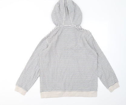 J Jeans Girls White Striped Cotton Pullover Hoodie Size 13-14 Years