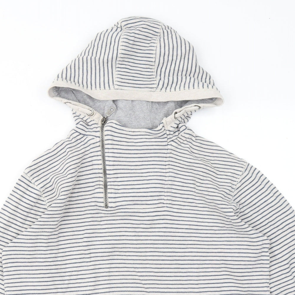 J Jeans Girls White Striped Cotton Pullover Hoodie Size 13-14 Years