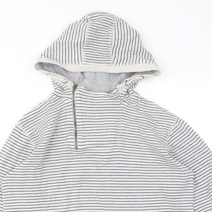 J Jeans Girls White Striped Cotton Pullover Hoodie Size 13-14 Years