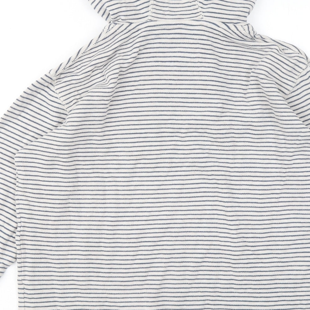 J Jeans Girls White Striped Cotton Pullover Hoodie Size 13-14 Years