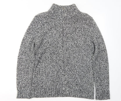 Casual Club Womens Grey Mock Neck Acrylic Full Zip Jumper Size 14