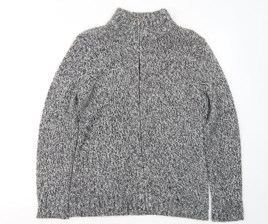 Casual Club Womens Grey Mock Neck Acrylic Full Zip Jumper Size 14