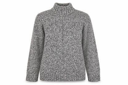 Casual Club Womens Grey Mock Neck Acrylic Full Zip Jumper Size 14