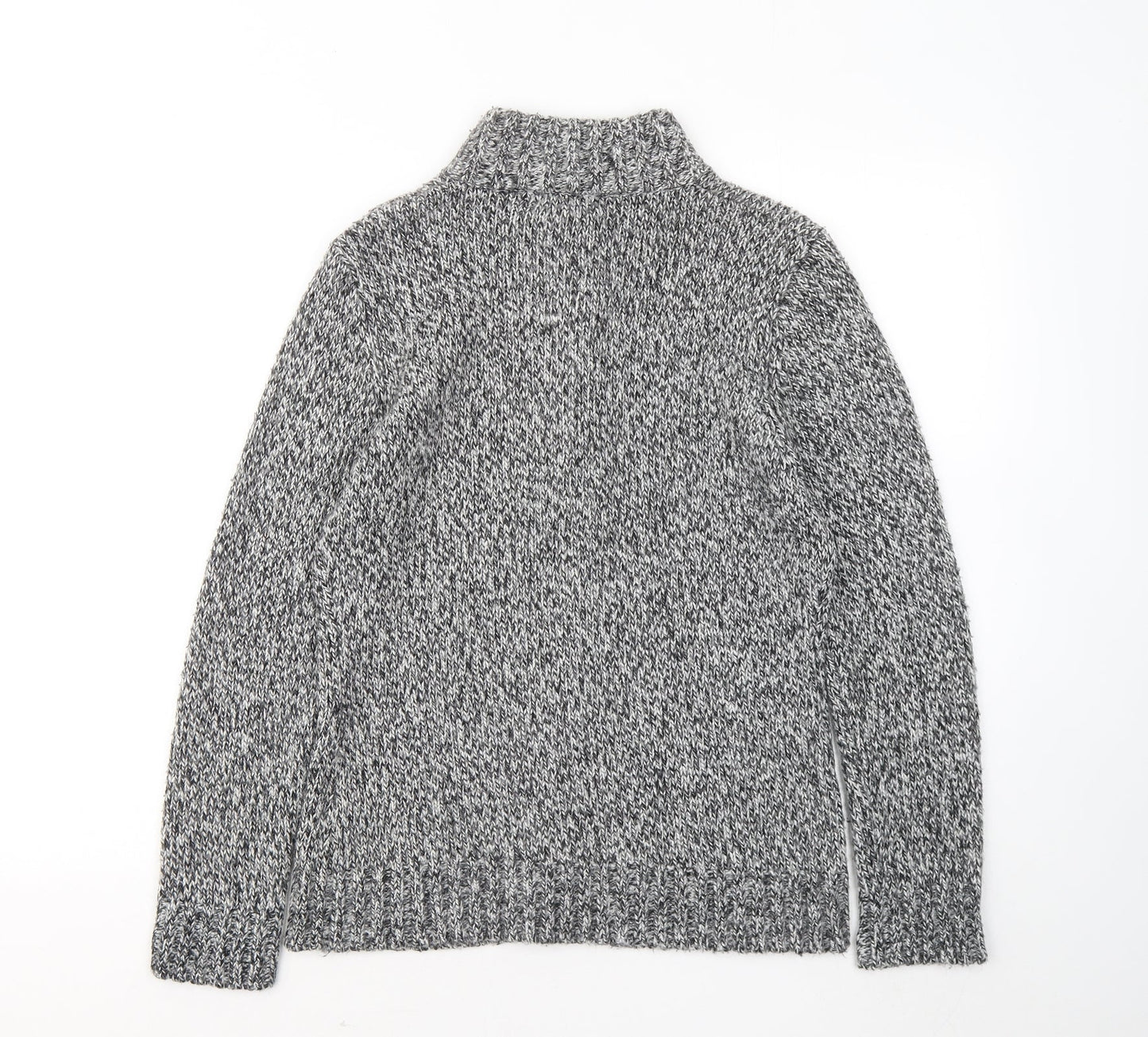 Casual Club Womens Grey Mock Neck Acrylic Full Zip Jumper Size 14