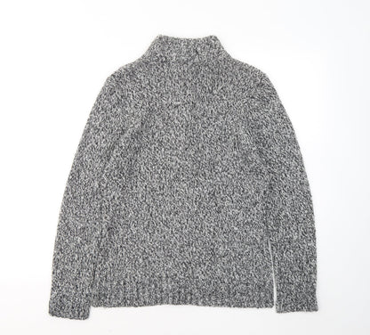 Casual Club Womens Grey Mock Neck Acrylic Full Zip Jumper Size 14