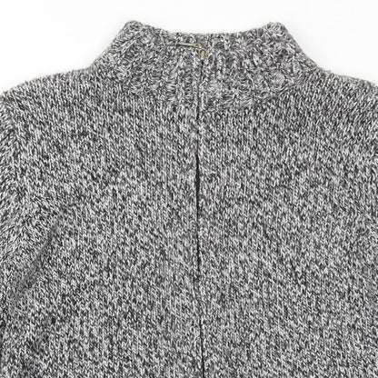 Casual Club Womens Grey Mock Neck Acrylic Full Zip Jumper Size 14